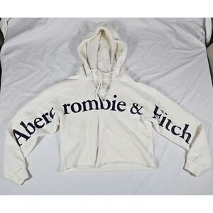 Abercrombie & Fitch Cropped Hoodie Soft A+F Collection Womens XS White